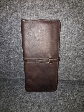 Leteulo Brown Leather Foldover  Wallet